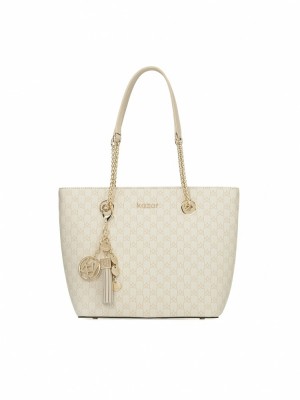 Handbags Kazar Jasmine Damskie Białe Beżowe | 719SZWBEG