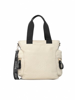 Handbags Kazar Missy Damskie Beżowe Czarne | 580KMLZJV