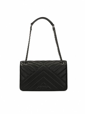 Handbags Kazar Tern M Damskie Czarne | 497MTQPEO