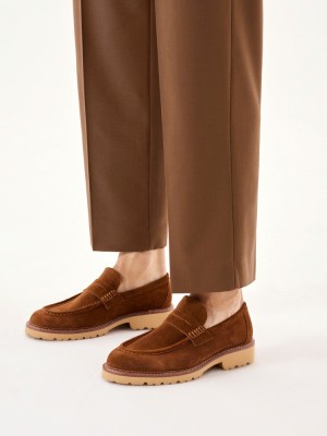 Loafersy Kazar Caddam Męskie Brązowe | 751CXBHVT