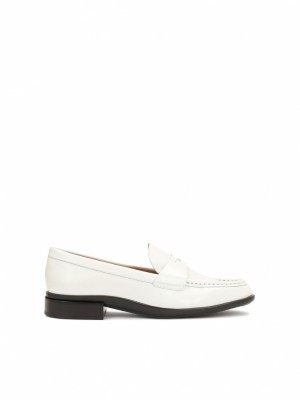 Loafersy Kazar Cervia Damskie Białe Czarne | 759BSTQPD