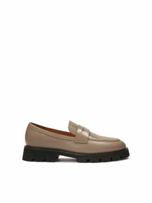 Loafersy Kazar Chiara Damskie Szare Brązowe | 736WULFZX