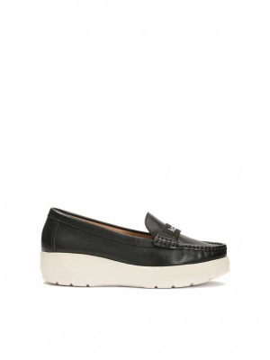 Loafersy Kazar Luuma Damskie Czarne Białe | 942ADORZF